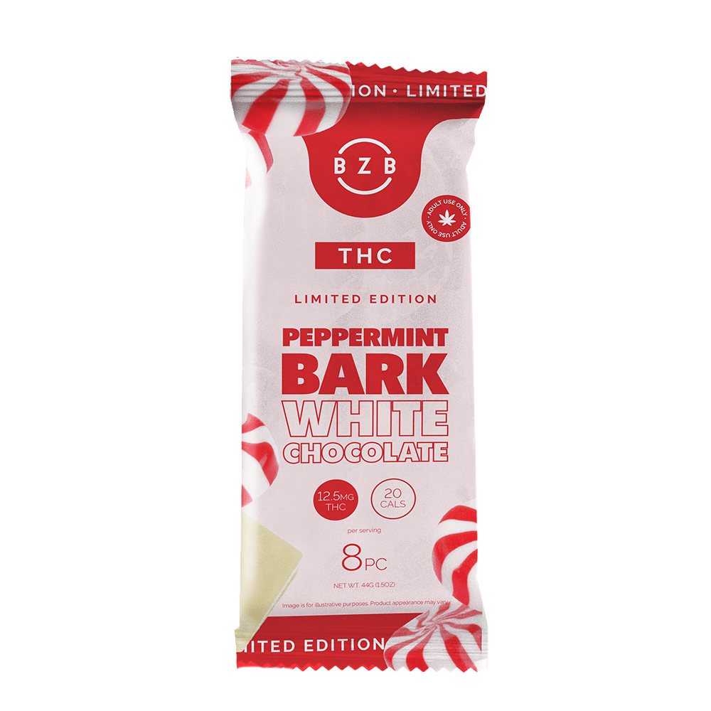 THC Chocolate, White Chocolate Peppermint Bark – beeZbee