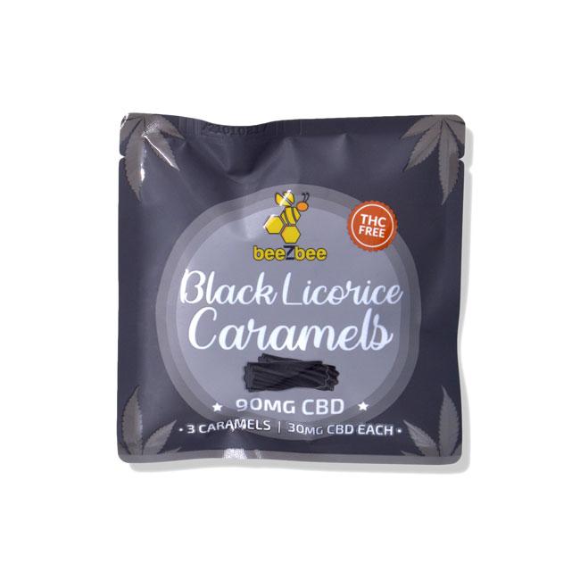 CBD Caramels 3 Pack, THC Free, 90mg in black licorice flavor