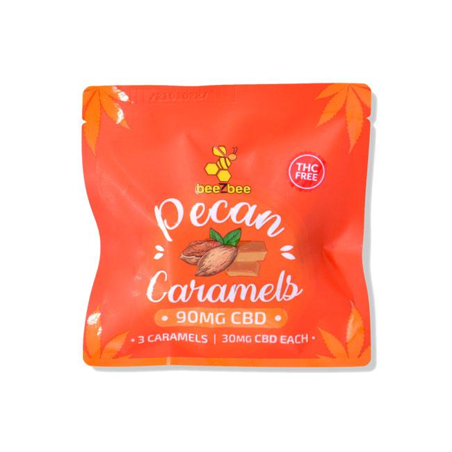 CBD Caramels 3 Pack, THC Free, 90mg in pecan flavor