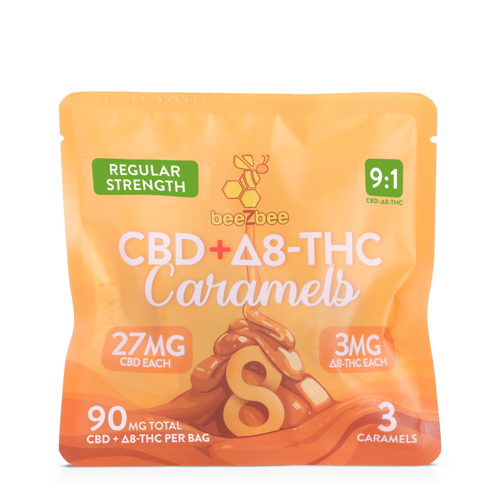 beeZbee CBD+Delta-8 THC Caramels 3 Pack in regular strength