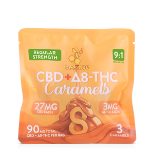 beeZbee CBD+Delta-8 THC Caramels 3 Pack in regular strength