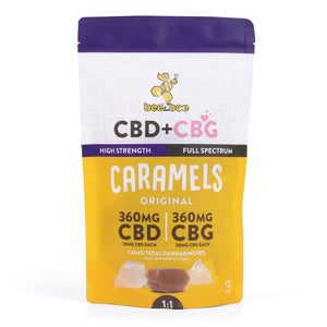 beeZbee CBD+CBG Caramels, 12 pack, high strength