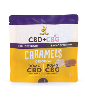 beeZbee CBD+CBG Caramels, 3 pack, high strength