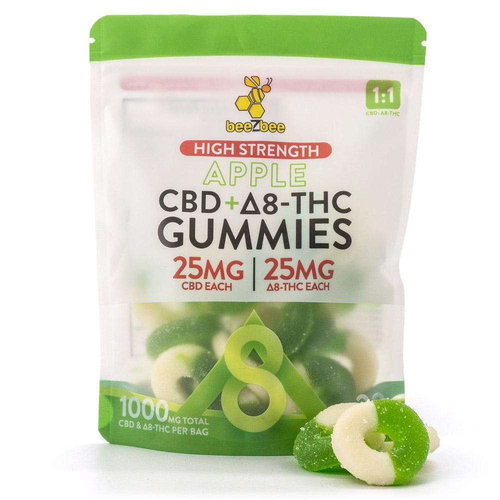  beeZbee CBD+Delta-8 THC Gummies in apple flavor, high strength
