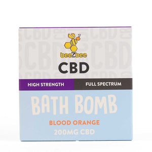 beeZbee full spectrum CBD Bath Bomb in Blood Orange scent, high strength.