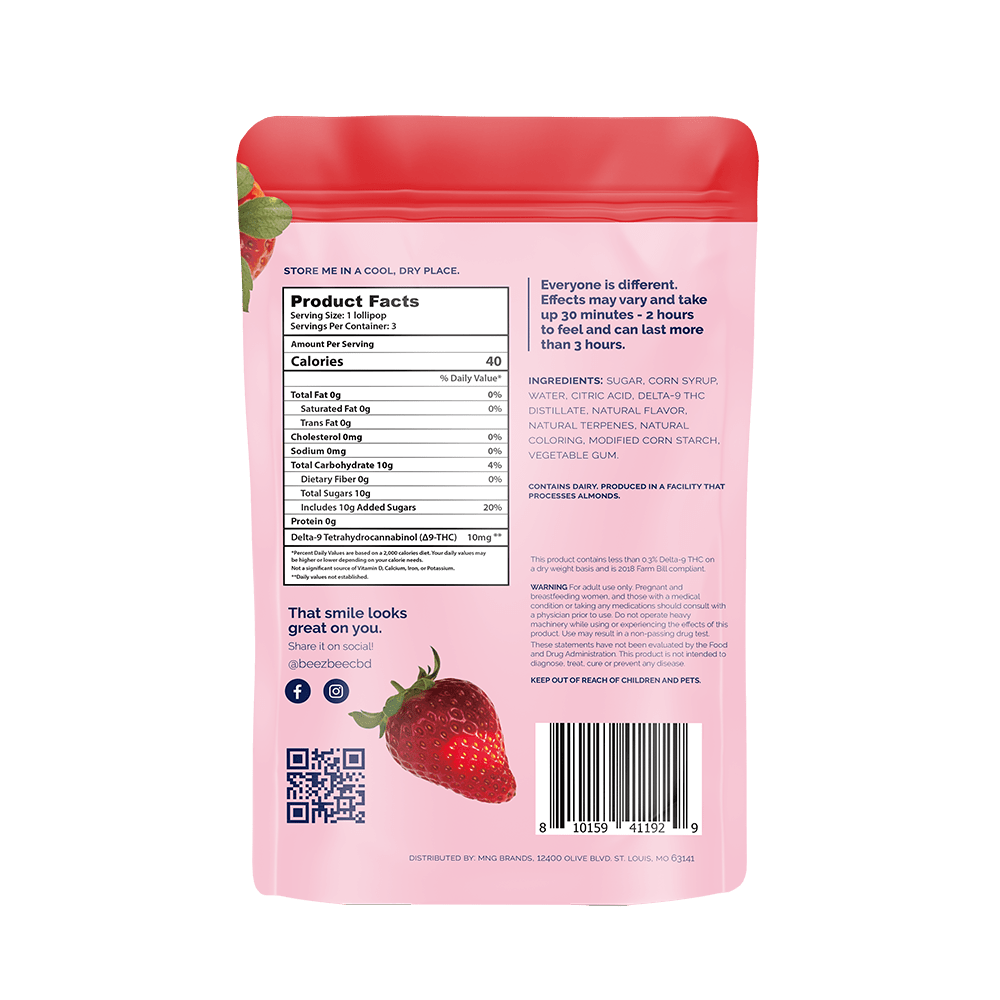 BZB 10mg THC Terpene Lollipops 3 pack - beeZbee