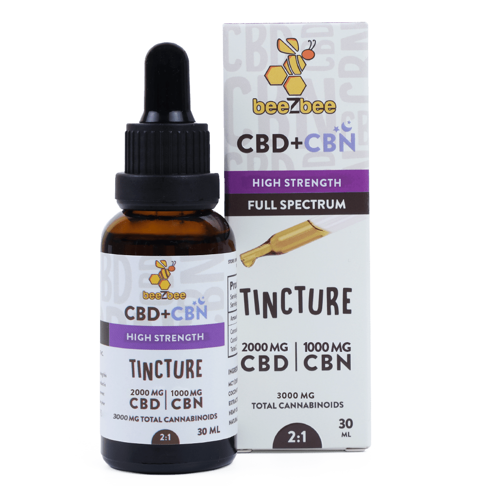 CBD+CBN Tincture, High Strength - beeZbee