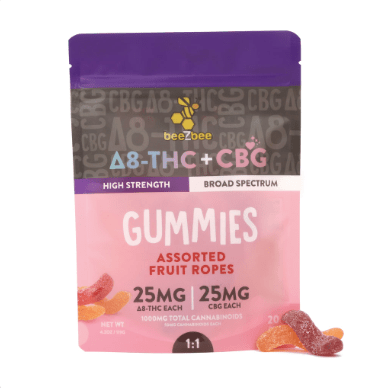 Delta - 8 THC + CBG Gummy Ropes, High Strength - beeZbee