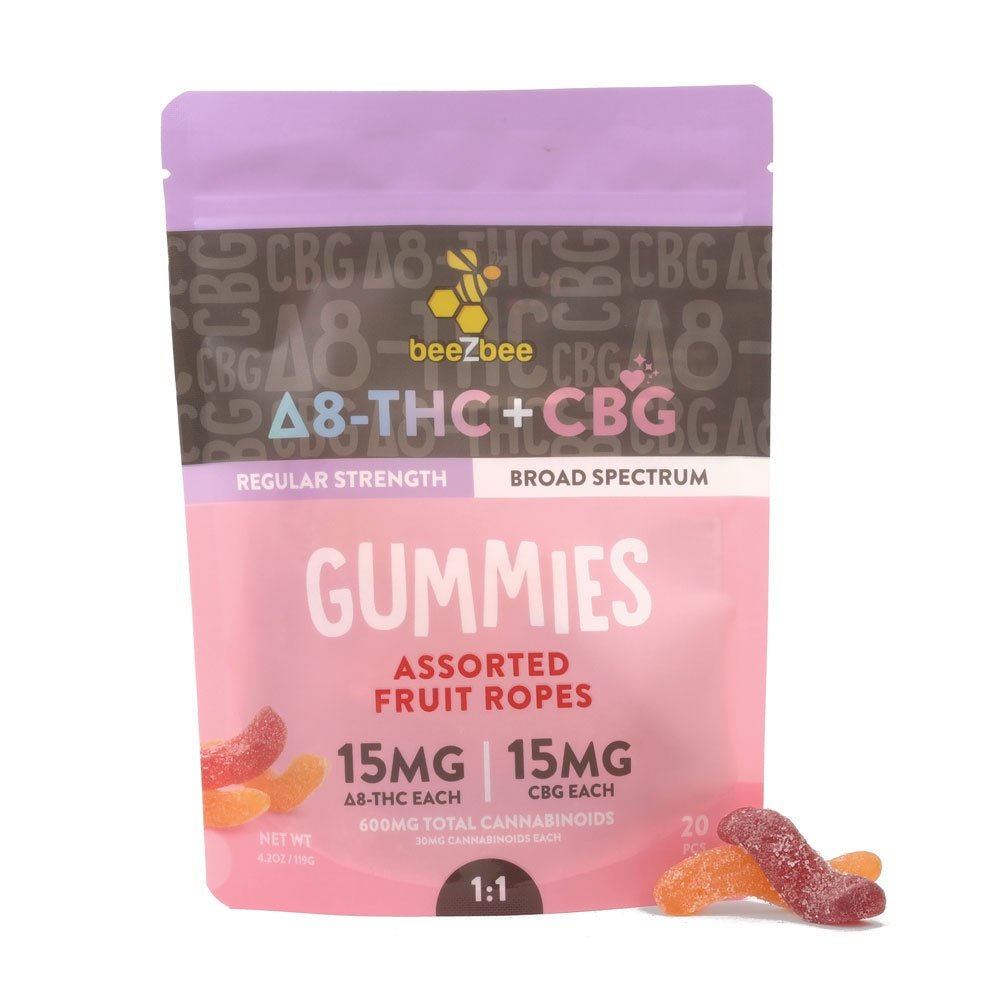 Delta - 8 THC + CBG Gummy Ropes, Regular Strength - beeZbee