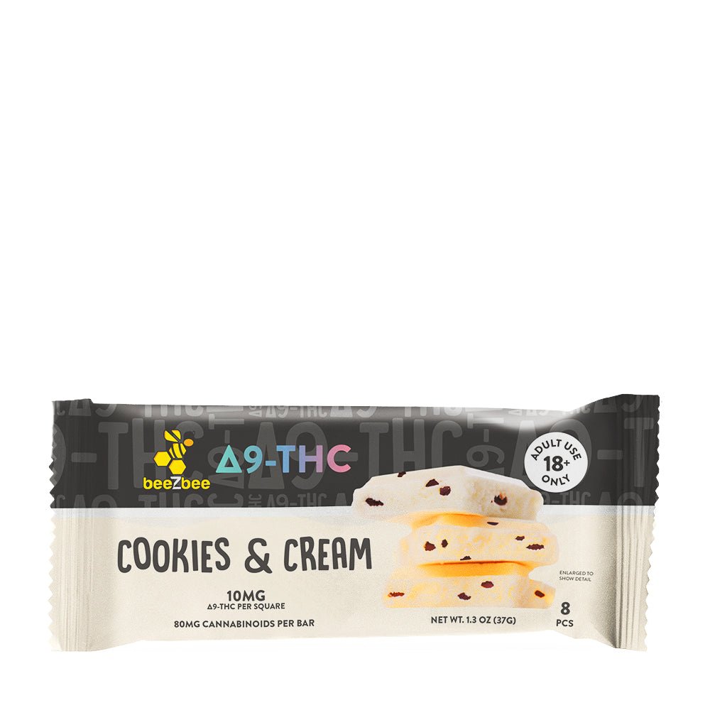 Delta - 9 THC Cookies & Cream Chocolate Bar - beeZbee