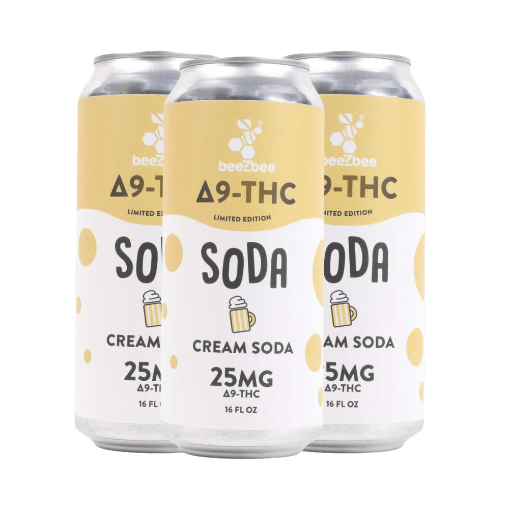 Delta-9 THC Soda in Limited Edition Cream Soda, 4 Pack - beeZbee