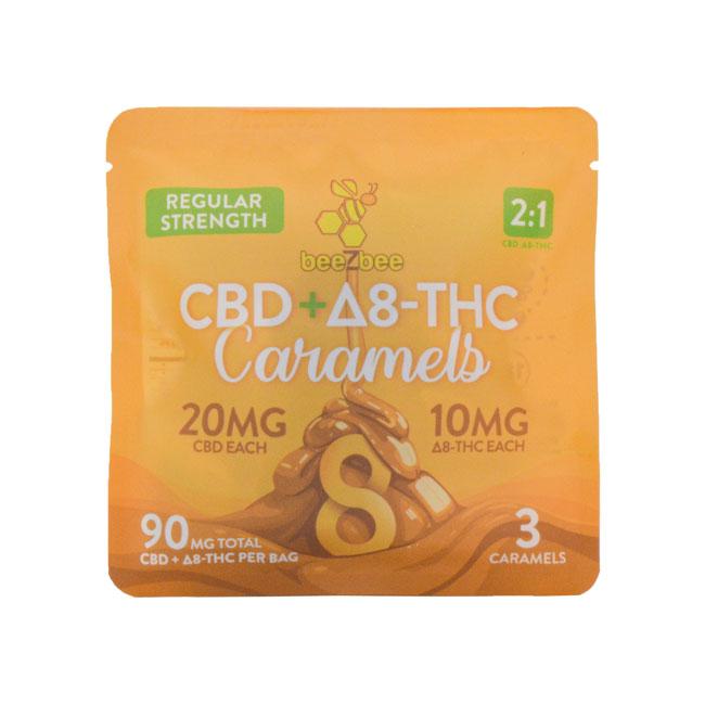 CBD+Delta-8 THC Caramels 3 Pack in regular strength