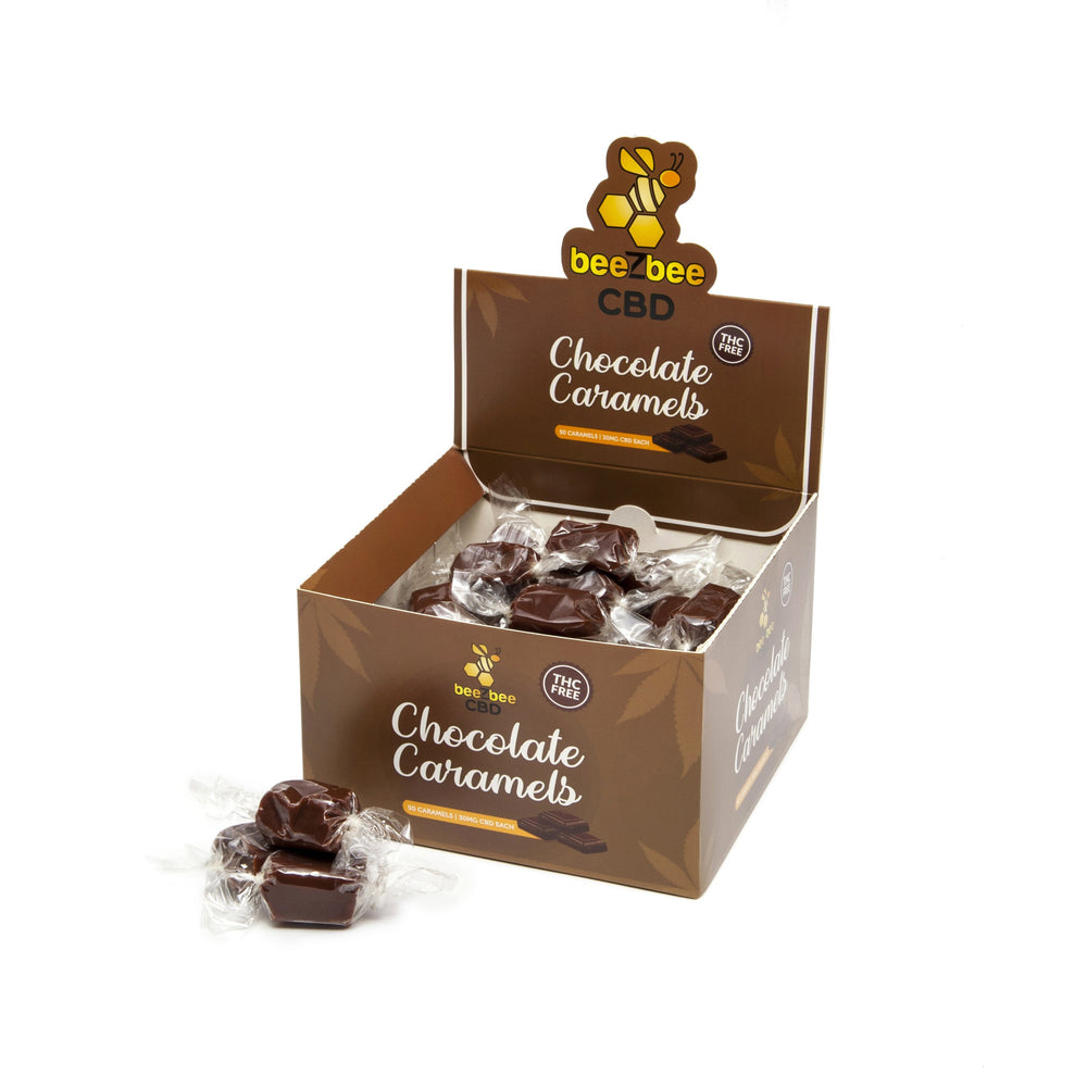 
            
                Load image into Gallery viewer, beeZbee CBD THC Free Caramel Box of 50 caramels in chocolate flavor.
            
        