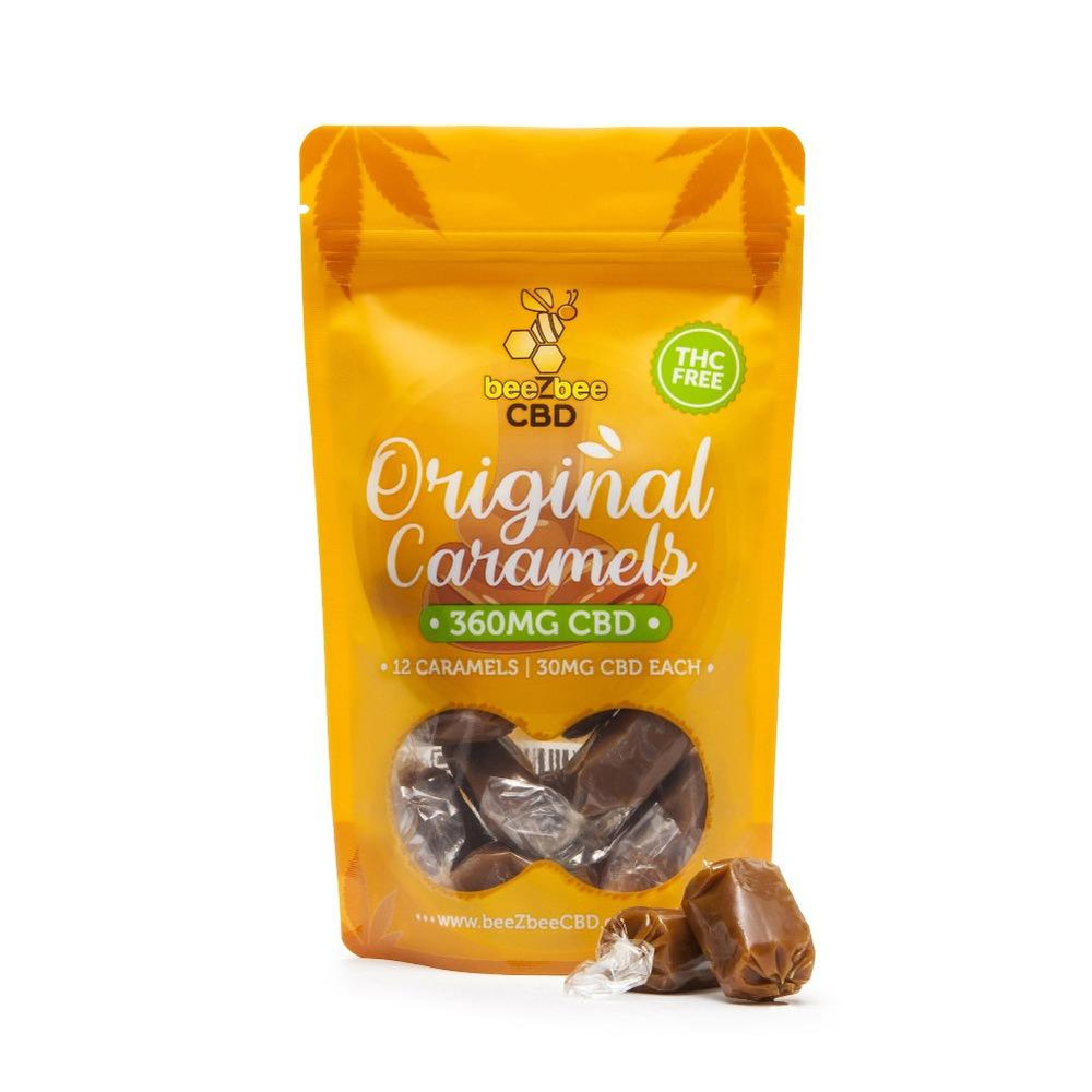 beeZbee CBD THC Free Caramel Bag 360mg in original caramel flavor