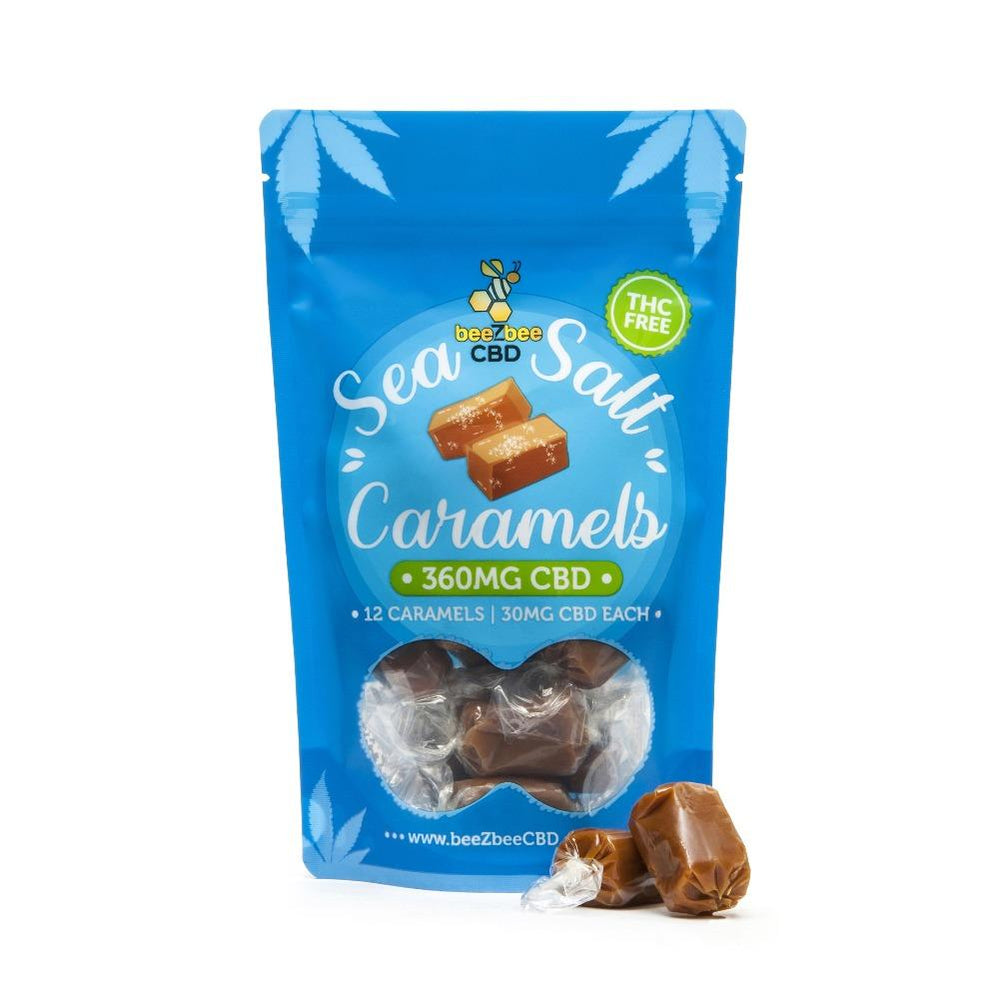 beeZbee CBD THC Free Caramel Bag 360mg in sea salt flavor