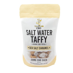 beeZbee CBD Salt Water Taffies, 400mg per bag in sea salt caramel