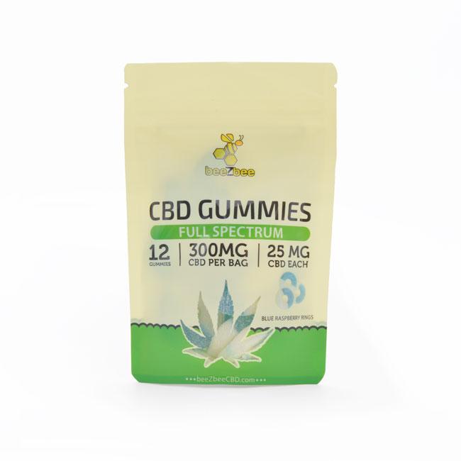 beeZbee Full Spectrum CBD Gummies 300mg in blue raspberry