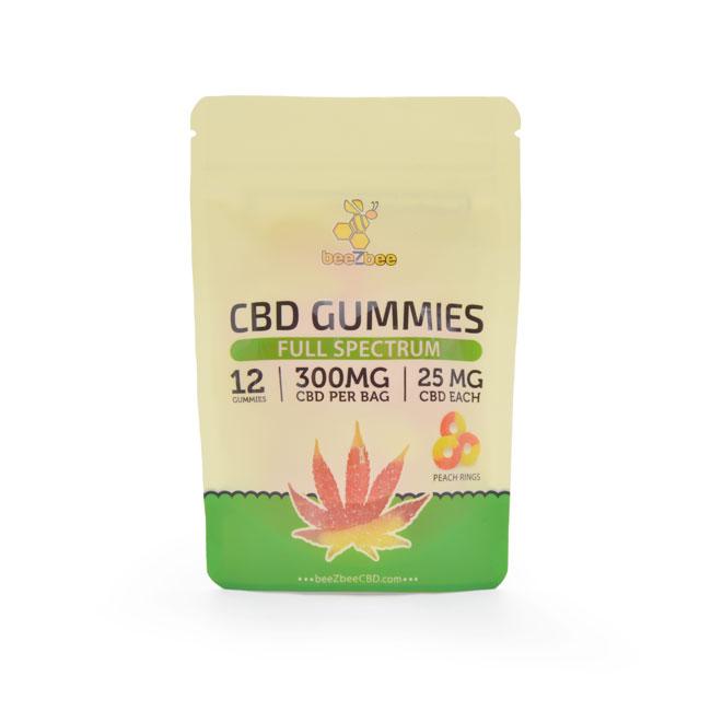 beeZbee Full Spectrum CBD Gummies 300mg in Peach Rings