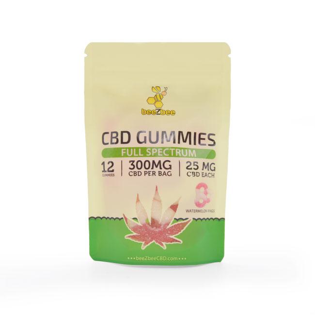 beeZbee Full Spectrum CBD Gummies 300mg in Watermelon Rings