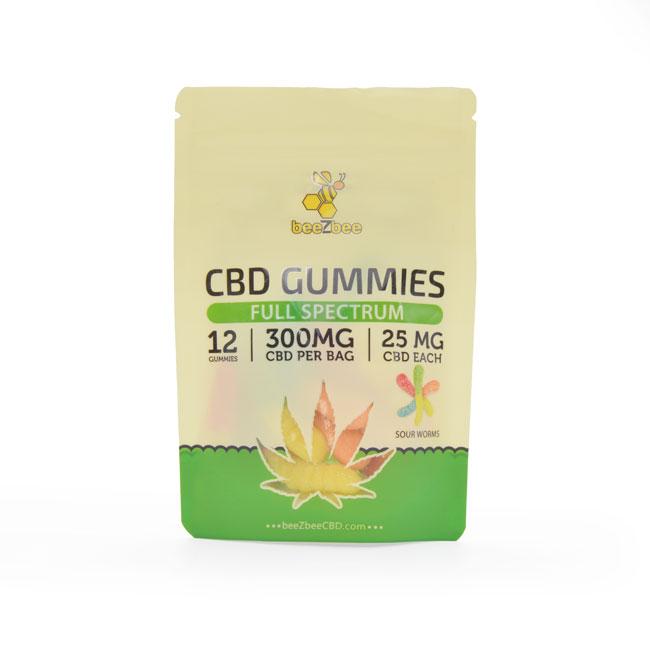 beeZbee Full Spectrum CBD Gummies 300mg in Sour Worms