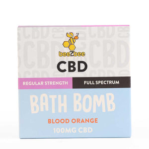 beeZbee full spectrum CBD Bath Bomb in Blood Orange scent, regular strength.