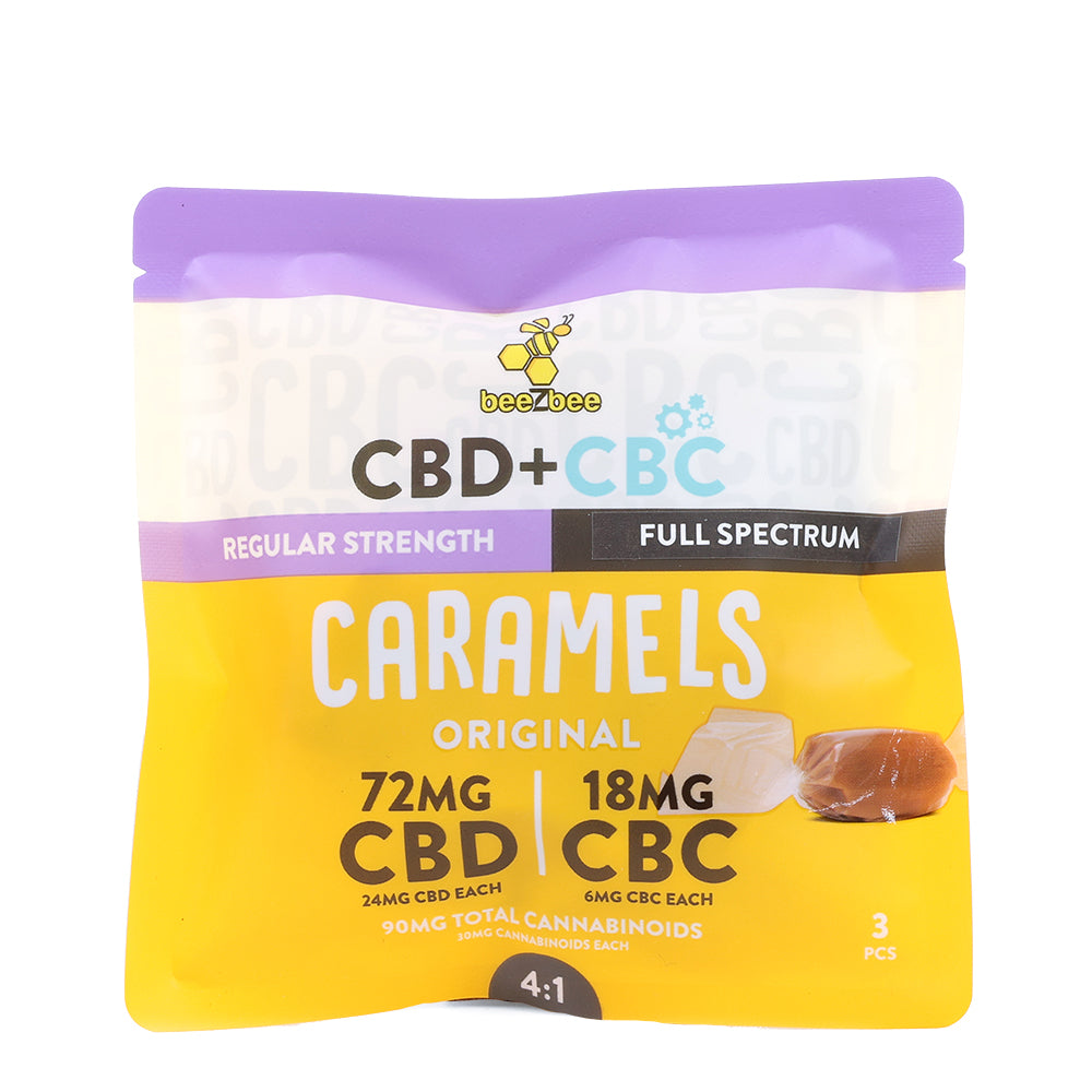 beezbee CBD+CBC Caramels, 3 pack, regular strength