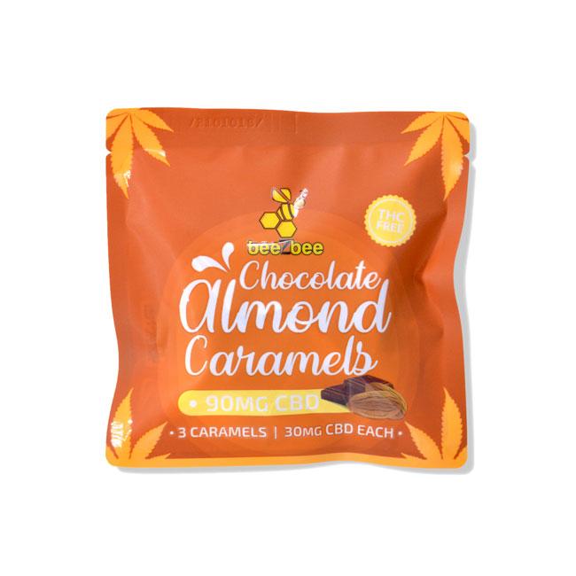 CBD Caramels 3 Pack, THC Free, 90mg in chocolate almond flavor