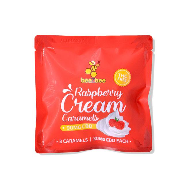 CBD Caramels 3 Pack, THC Free, 90mg in raspberry cream flavor