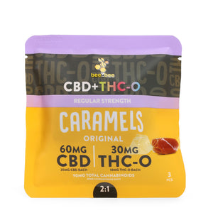 beeZbee CBD+THC-O Caramels 3 Pack, regular strength
