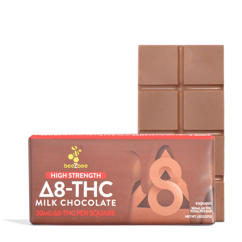 beeZbee Delta-8 THC Chocolate Bars in high strength milk chocolate