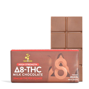 beeZbee Delta-8 THC Chocolate Bars in high strength milk chocolate