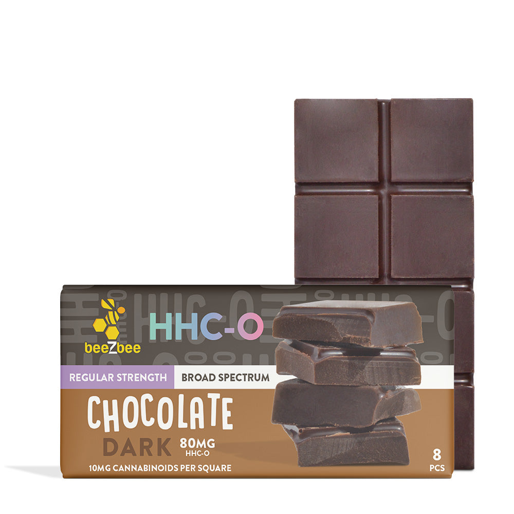 beeZbee HHC-O Chocolate Bar in regular strength dark chocolate