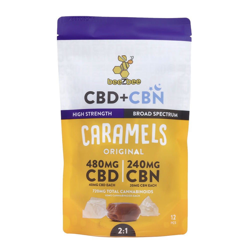 beeZbee CBD+CBN Caramels, 12 pack, in high strength