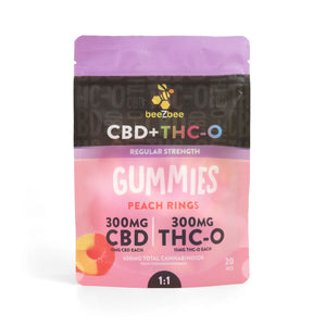 beeZbee CBD+THC-O Gummies in regular strength, peach flavor
