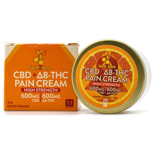 beeZbee CBD+Delta-8 THC Pain Cream in blood orange, high strength