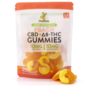 beeZbee CBD+Delta-8 THC Gummies in peach flavor, low strength